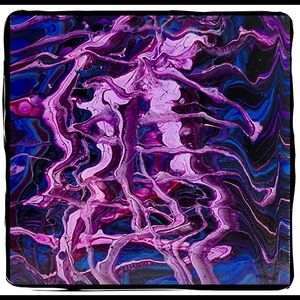 Vibrant Swirl Abstract Painting in Pink and Blue
